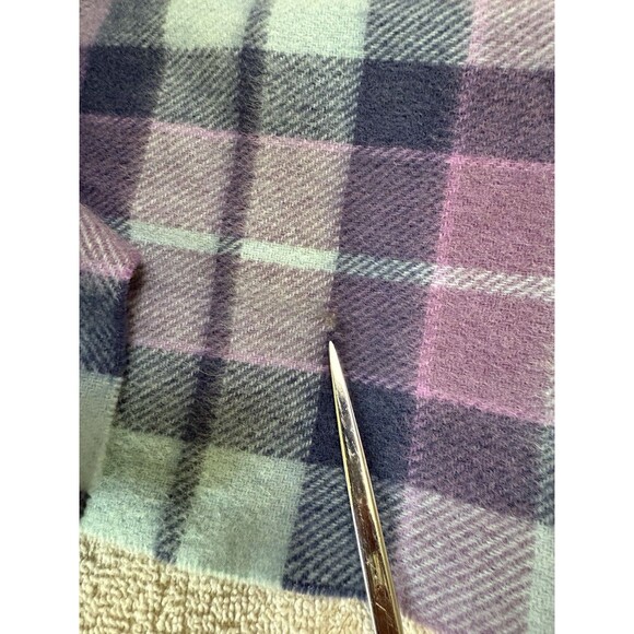 Lochmere Cashmere Scarf Plaid Blue Purple READ - Picture 3 of 4